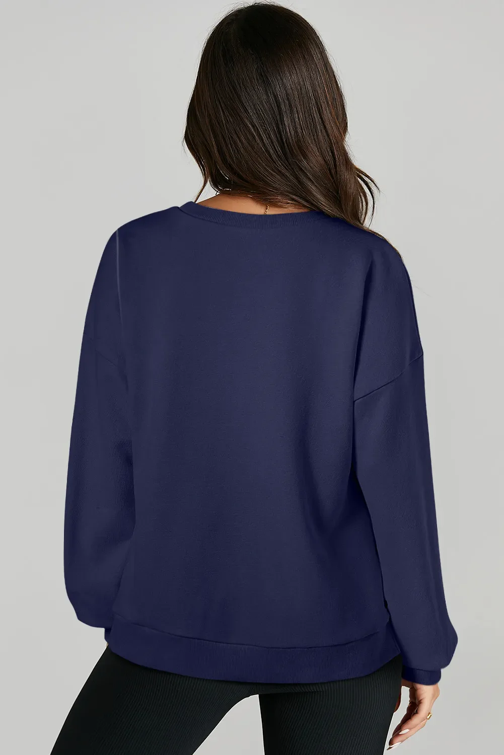 High-Low Round Neck Long Sleeve Sweatshirt - Image 30
