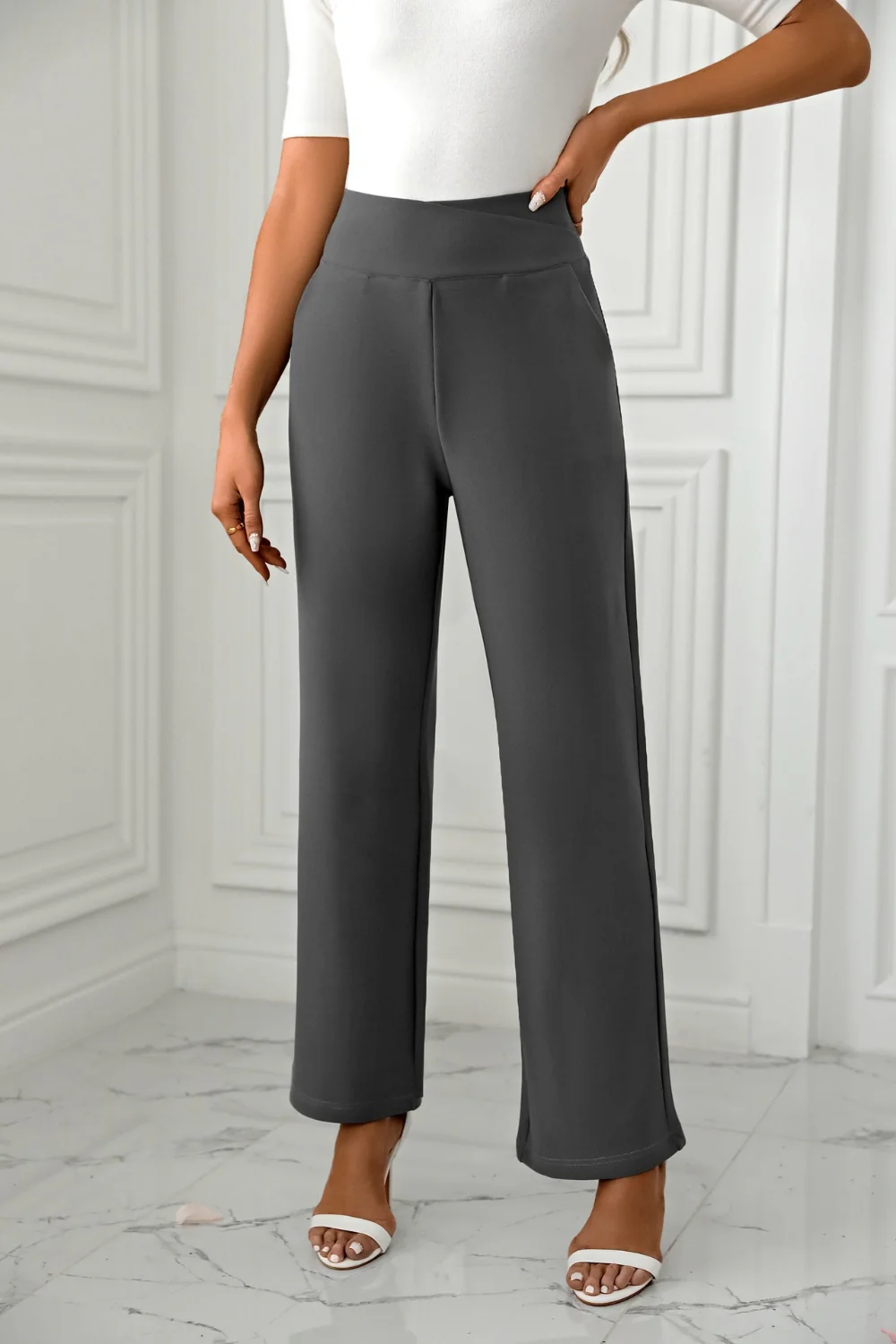 High Waist Straight Leg Pants - Image 16