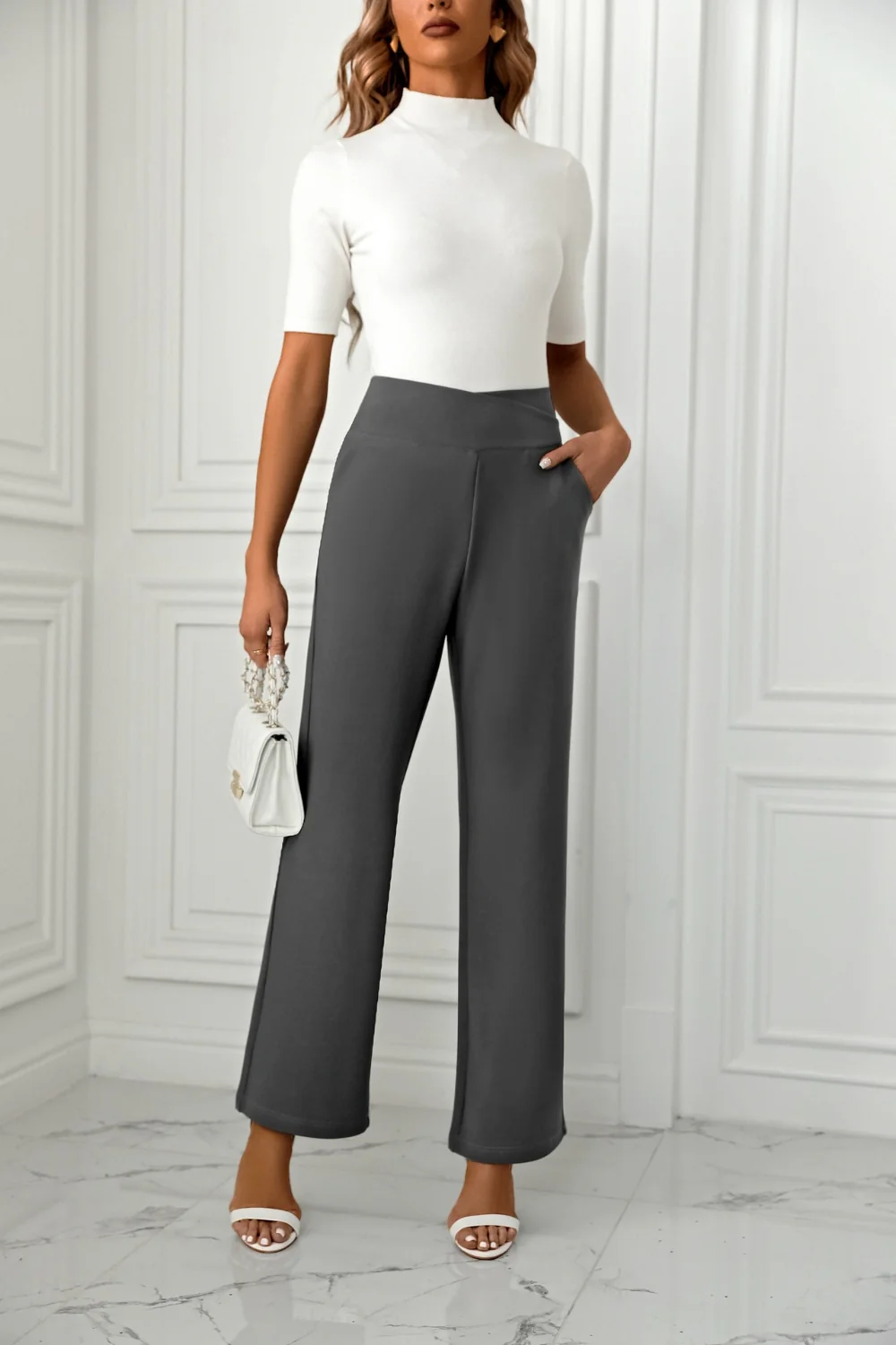 High Waist Straight Leg Pants - Image 17