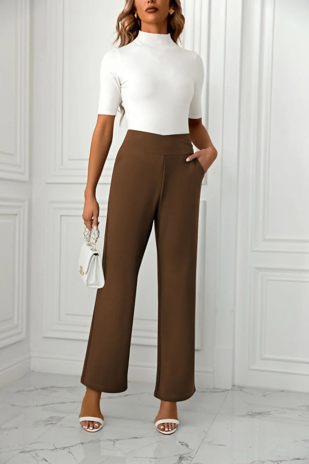 High Waist Straight Leg Pants - Image 24