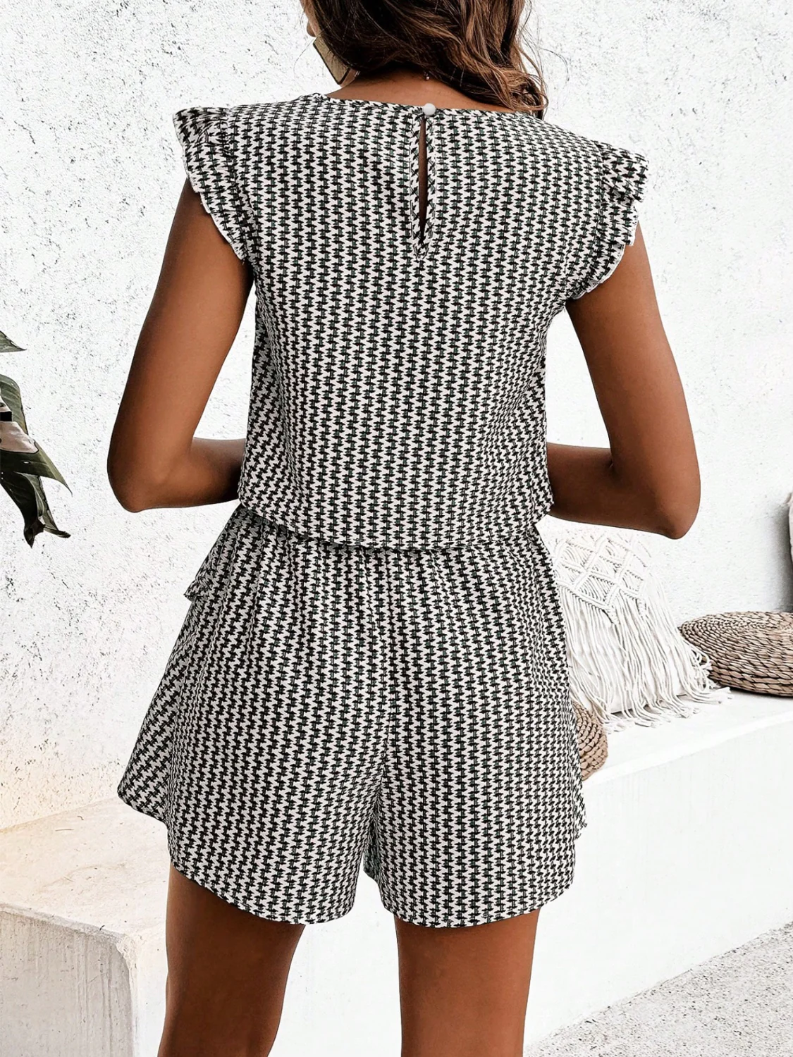 Honey Printed Round Neck Top and Layered Shorts Set - Image 13
