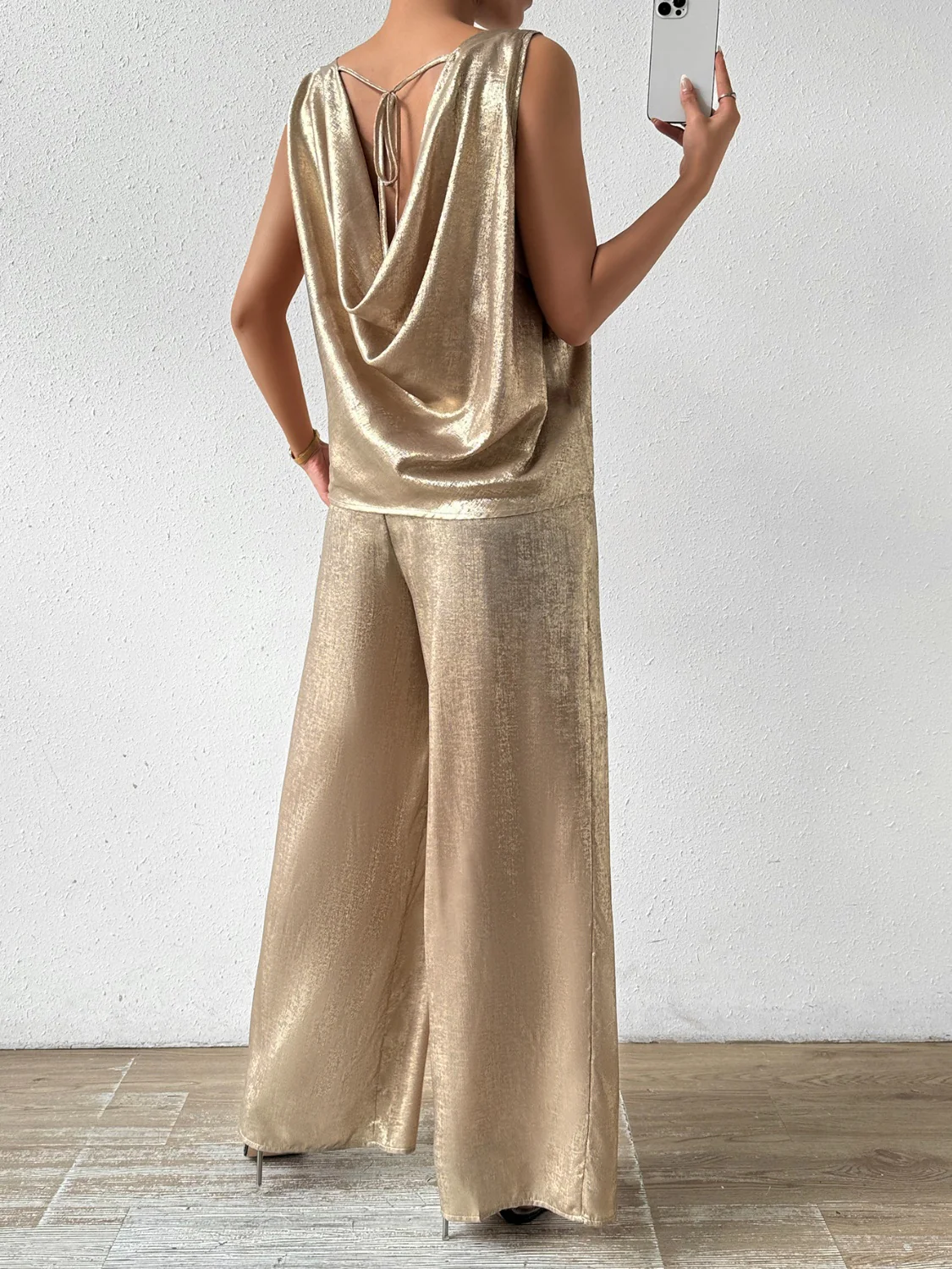 Honey Round Neck Sleeveless Top and Pants Set - Image 2