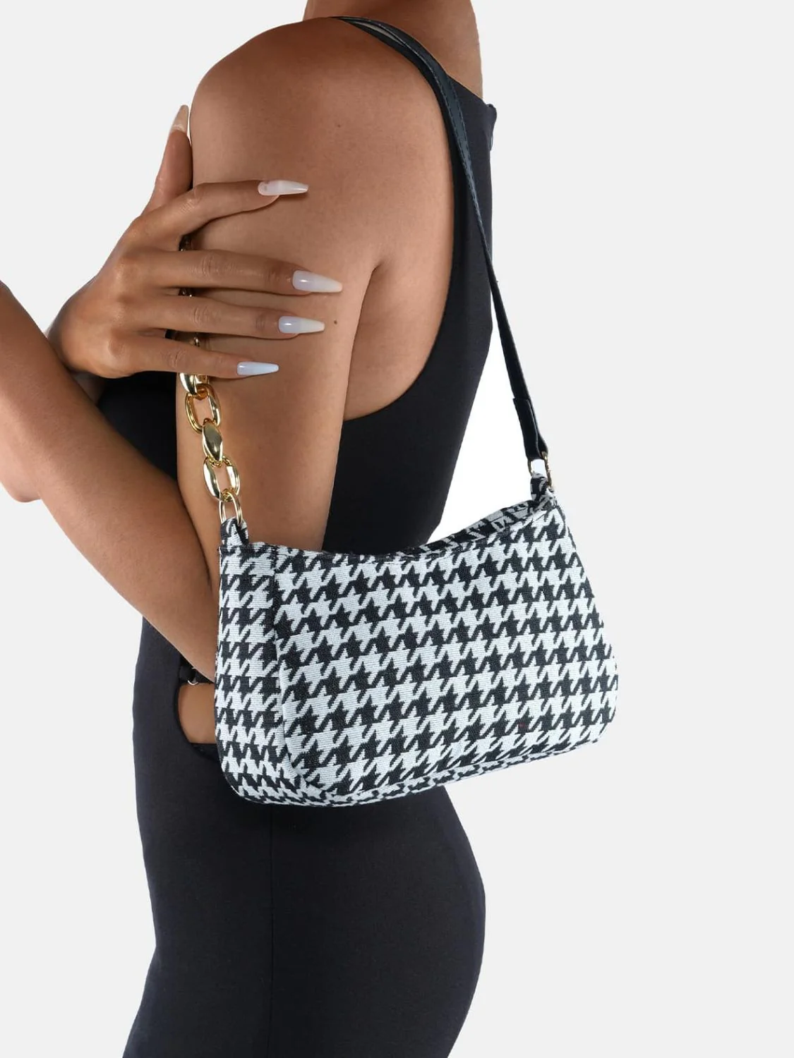 Houndstooth Polyester Handbag - Image 5