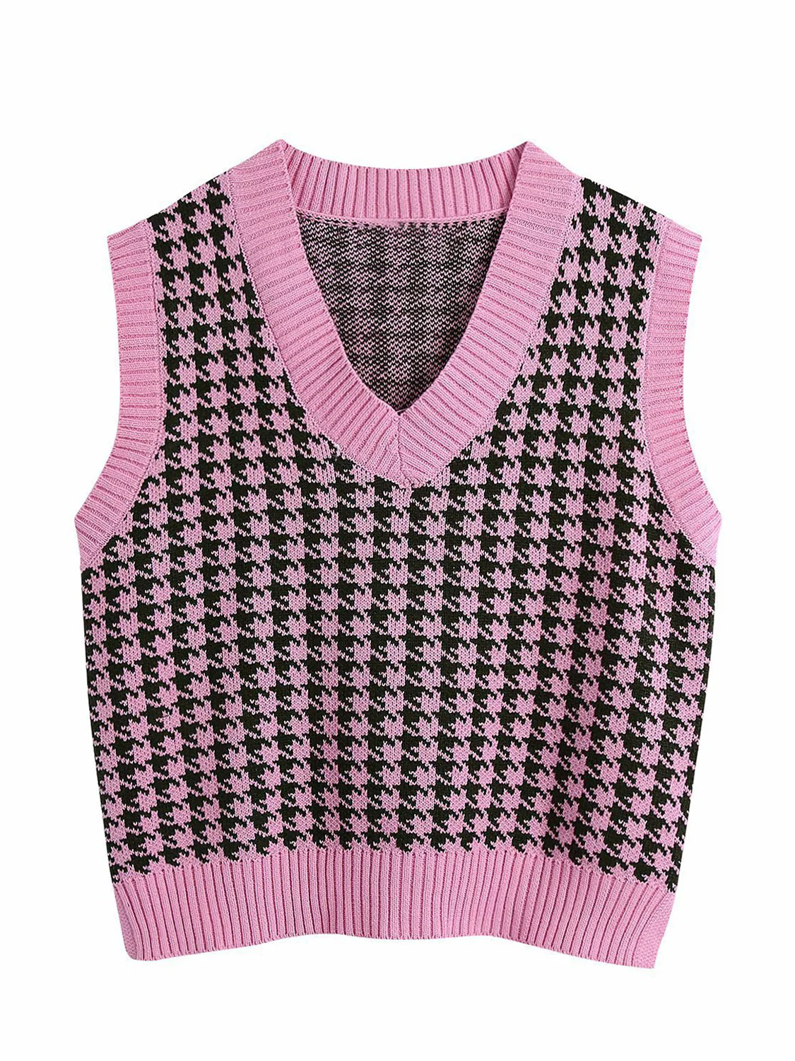 Houndstooth V-Neck Sweater Vest - Image 16