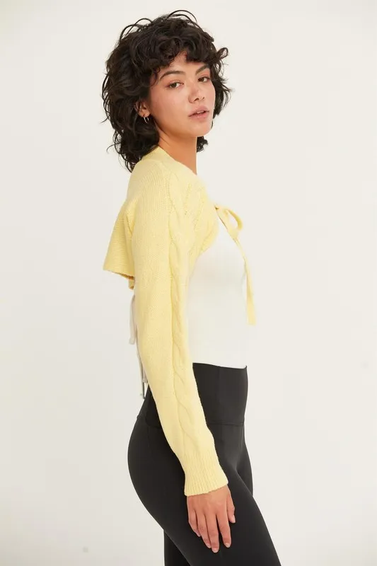 HYFVE Cable-Knit Tie-Front Shrug - Image 2