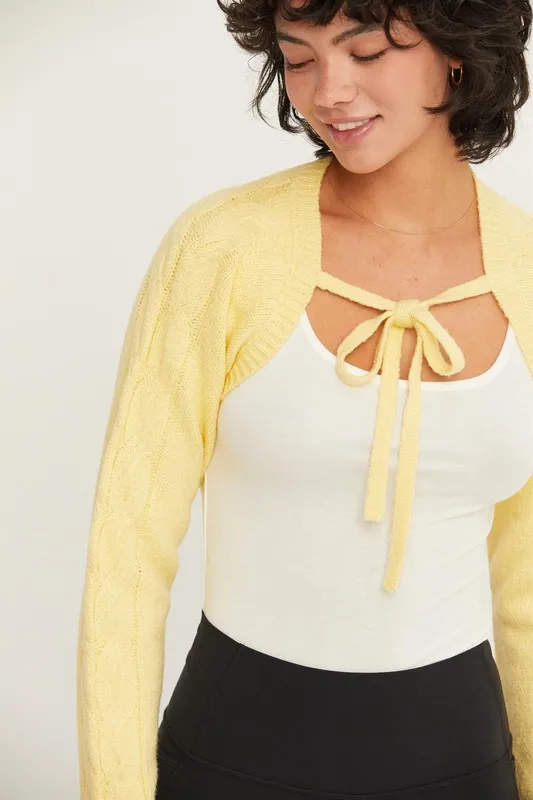 HYFVE Cable-Knit Tie-Front Shrug - Image 4