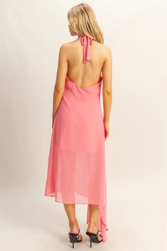 HYFVE Chiffon Halter Asymmetrical Hem Dress - Image 3