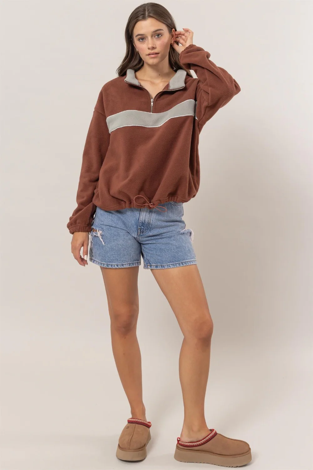 HYFVE Fleece Color Block Half Zip Sweatshirt - Image 4
