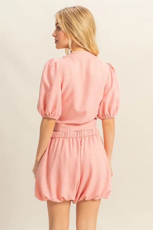 HYFVE Front Tie Top and Bubble Hem Shorts - Image 3