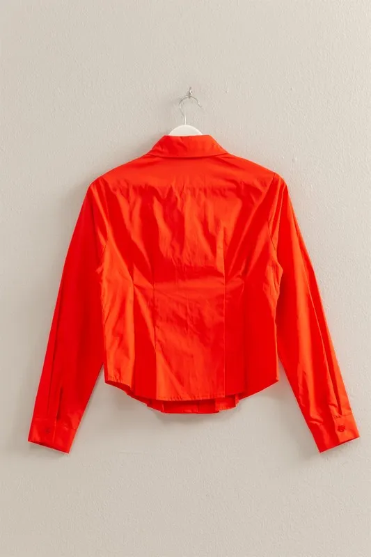 HYFVE Long Sleeve Pleated Waist Poplin Shirt - Image 5