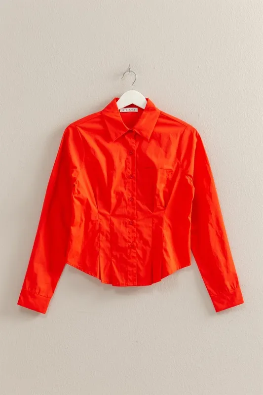 HYFVE Long Sleeve Pleated Waist Poplin Shirt - Image 6