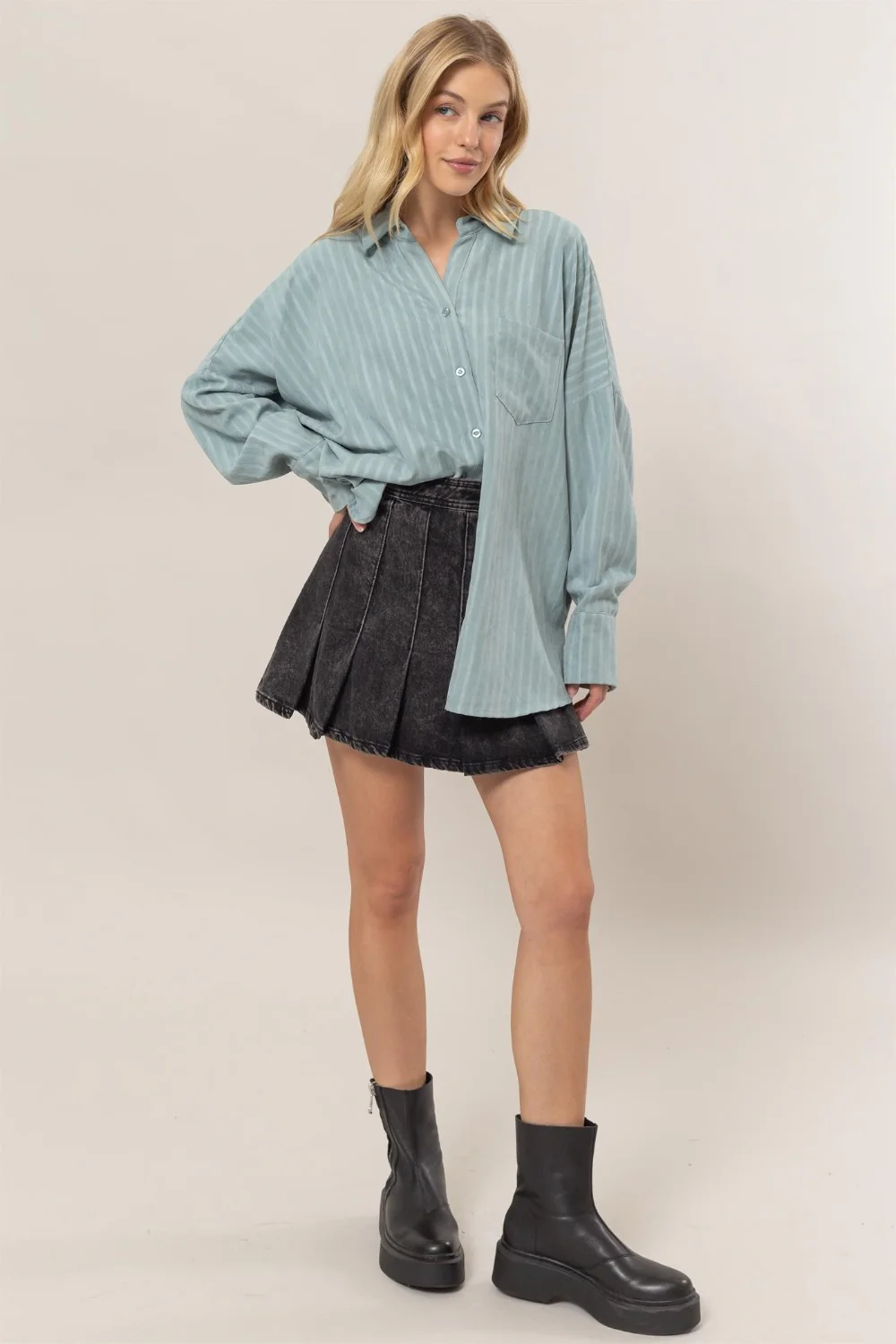 HYFVE Stripe Button Down Long Sleeve Oversized Shirt - Image 4