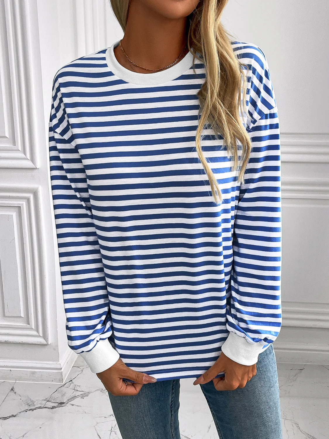 Ivy Lane Striped Round Neck Long Sleeve Sweatshirt - Image 18