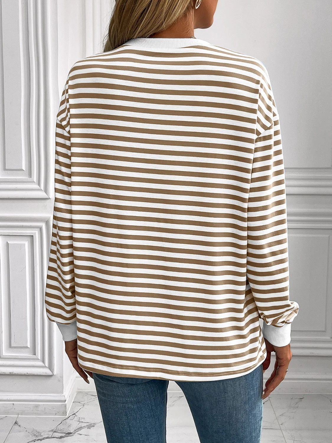 Ivy Lane Striped Round Neck Long Sleeve Sweatshirt - Image 2