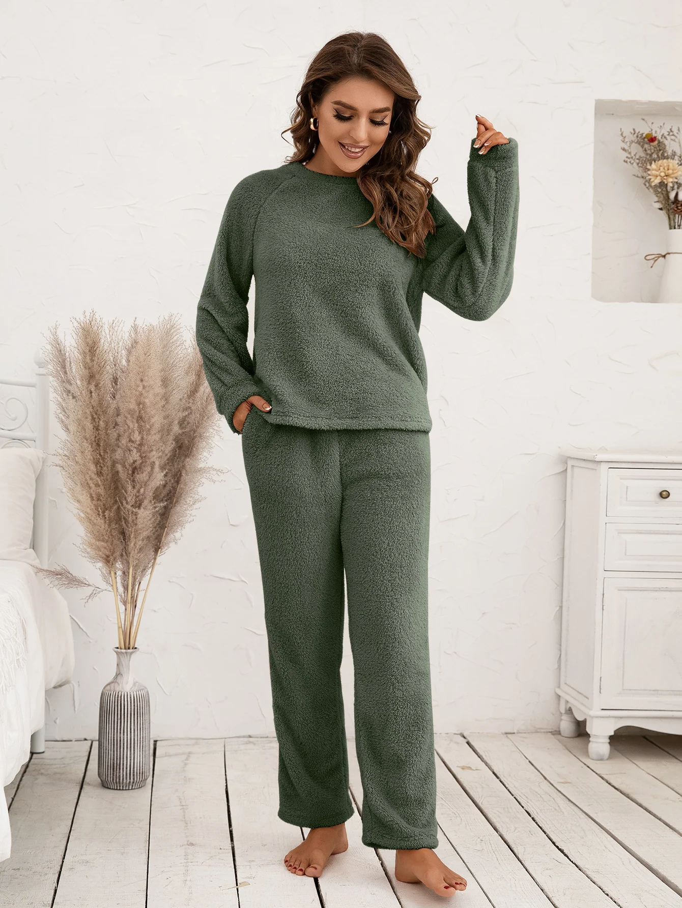 Ivy Lane Teddy Long Sleeve Top and Pants Lounge Set - Image 13