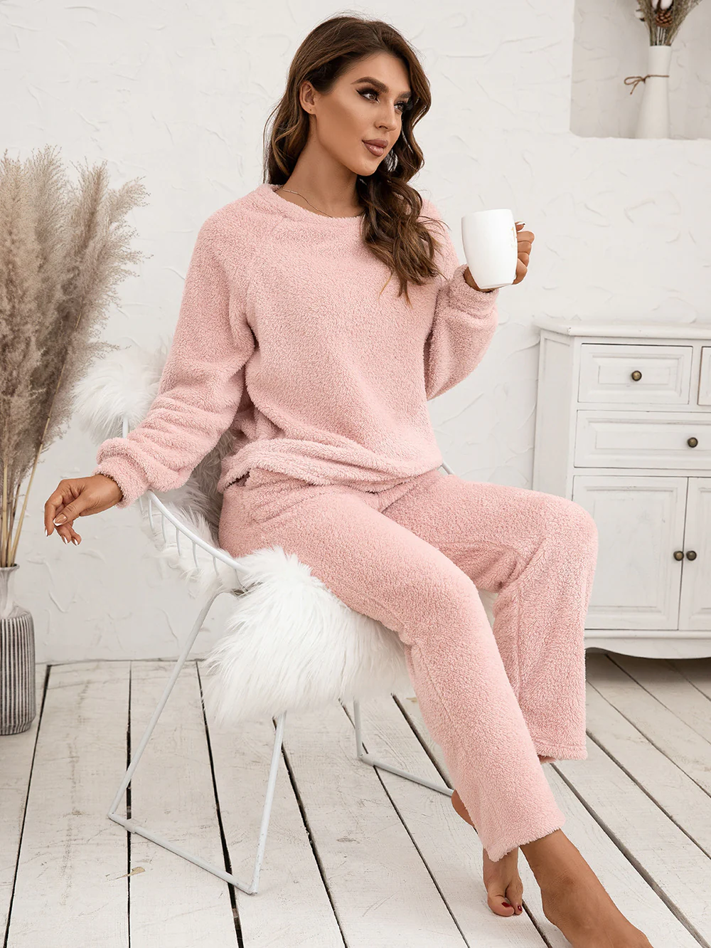 Ivy Lane Teddy Long Sleeve Top and Pants Lounge Set - Image 3