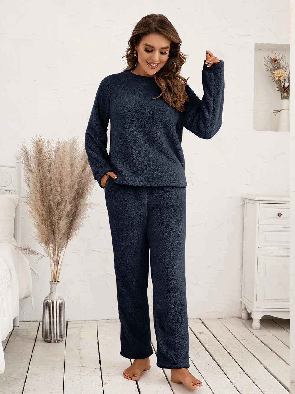 Ivy Lane Teddy Long Sleeve Top and Pants Lounge Set - Image 5