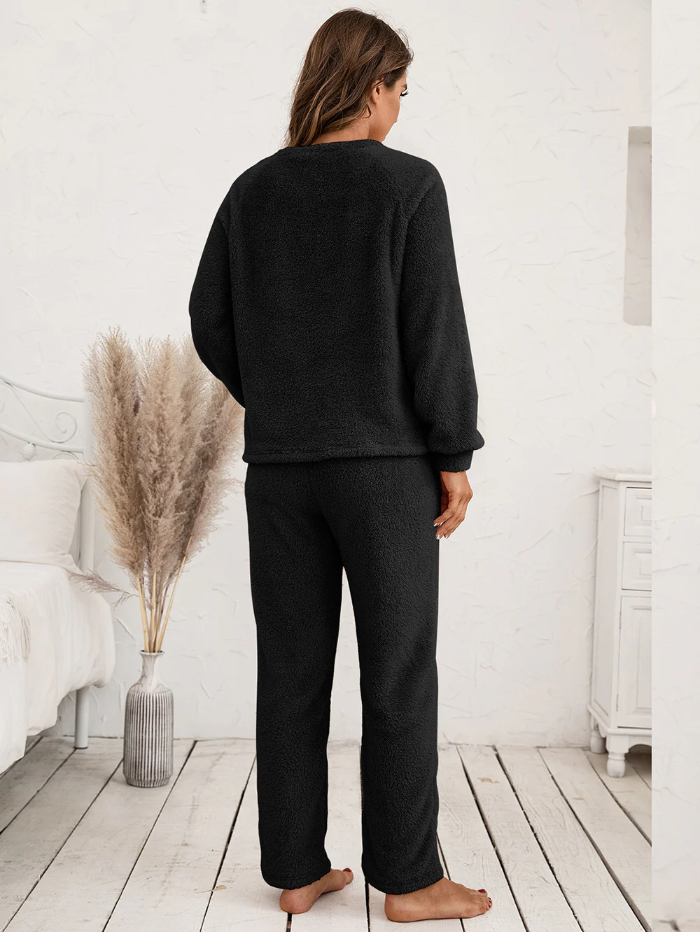 Ivy Lane Teddy Long Sleeve Top and Pants Lounge Set - Image 9