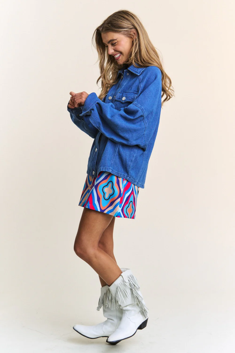 J.NNA Snap Down Long Sleeve Denim Jacket - Image 5