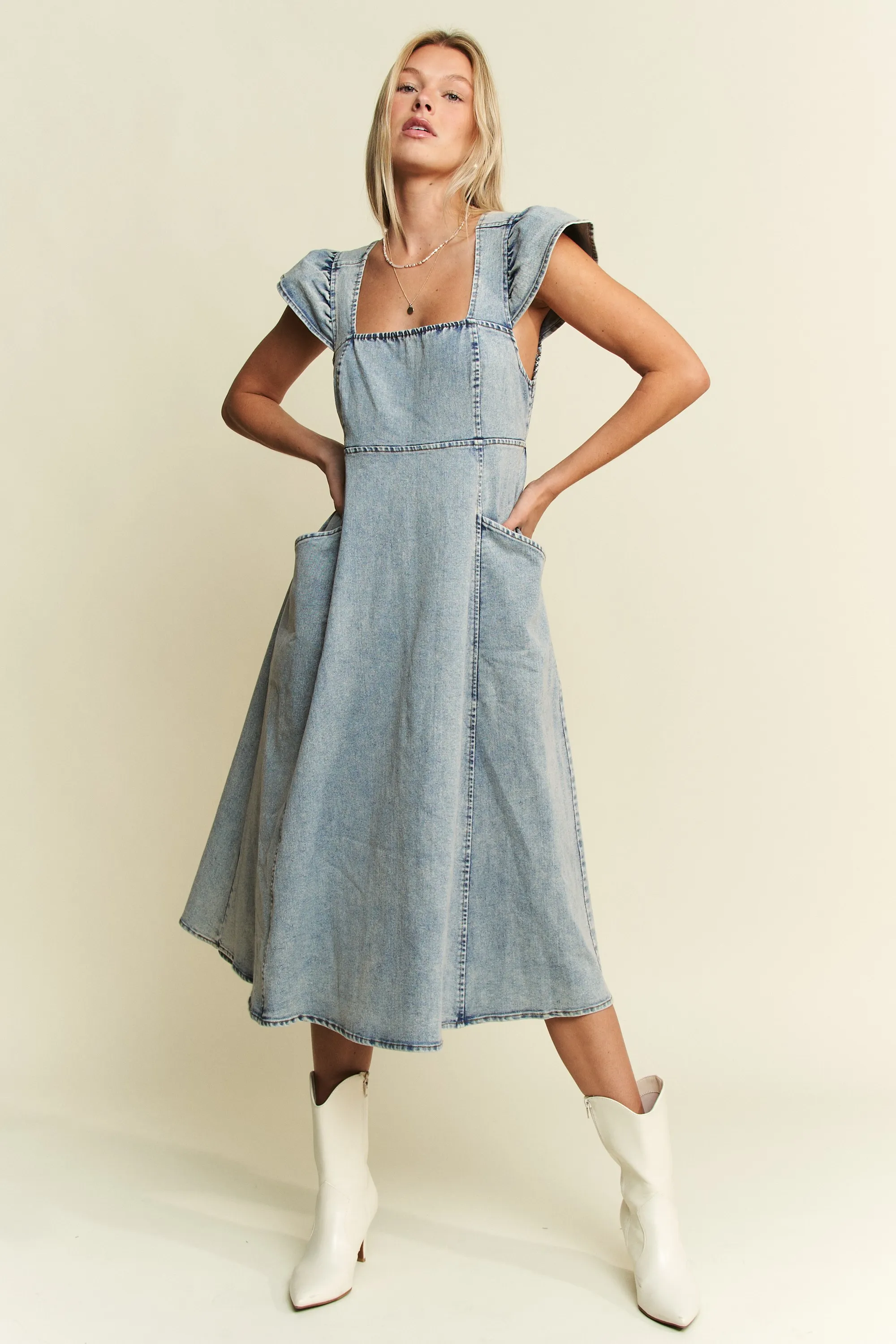 Jade By Jane Full Size Ruffled Denim Midi Dress Plus Size - Image 2