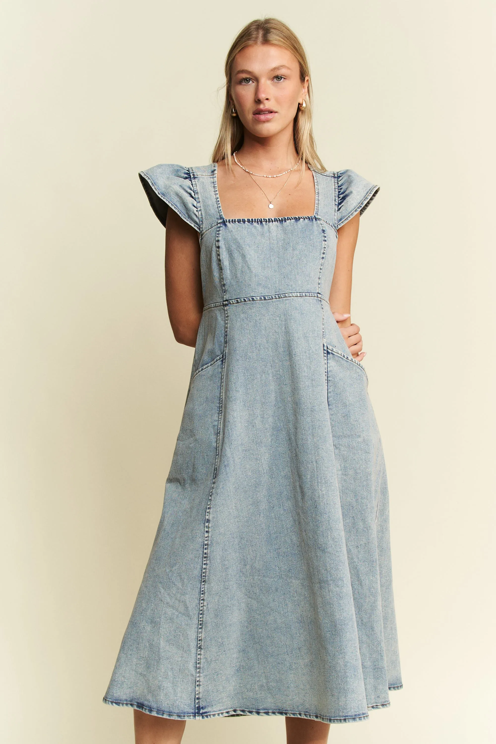 Jade By Jane Full Size Ruffled Denim Midi Dress Plus Size - Image 3
