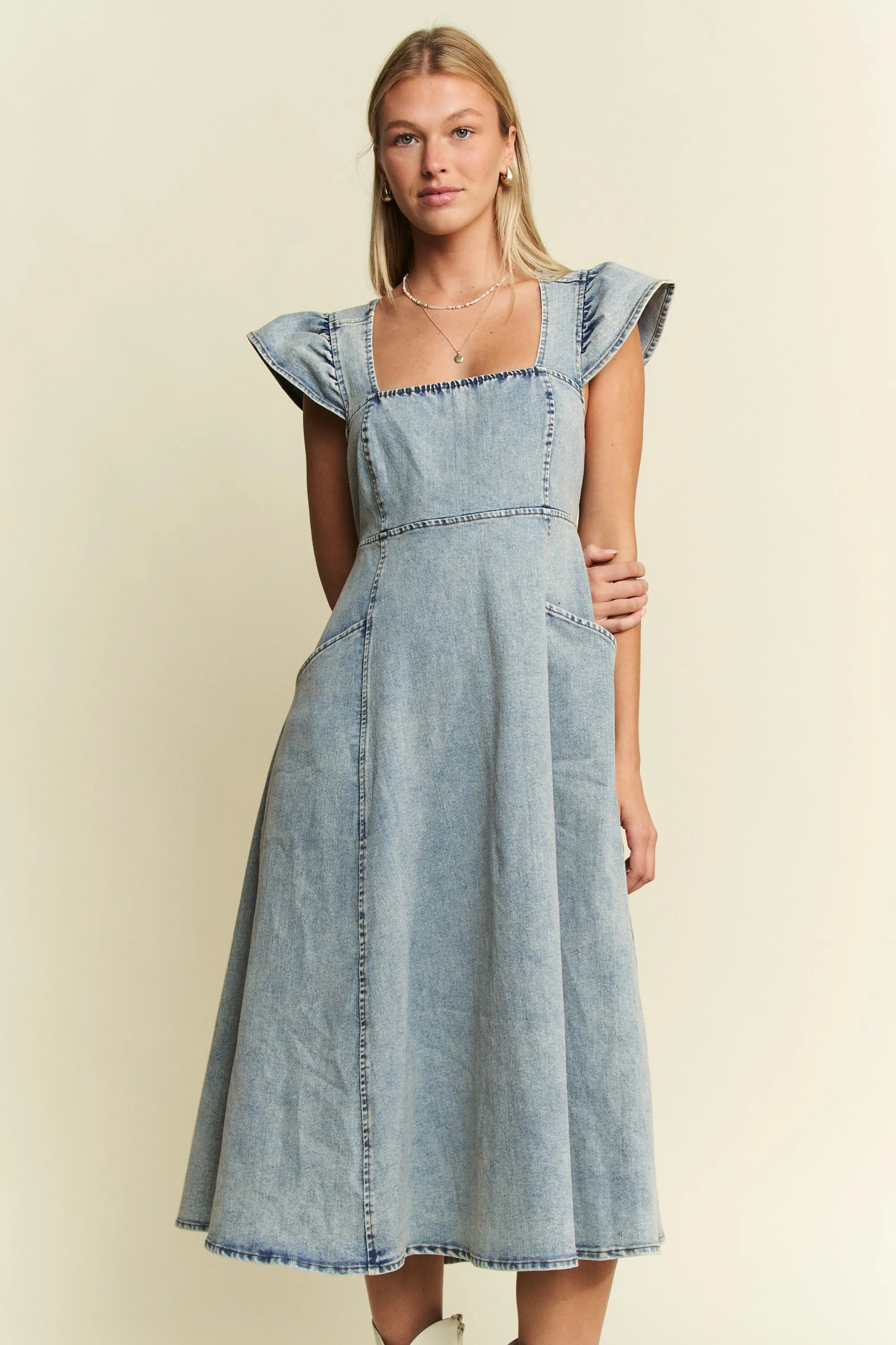 Jade By Jane Full Size Ruffled Denim Midi Dress Plus Size - Image 4