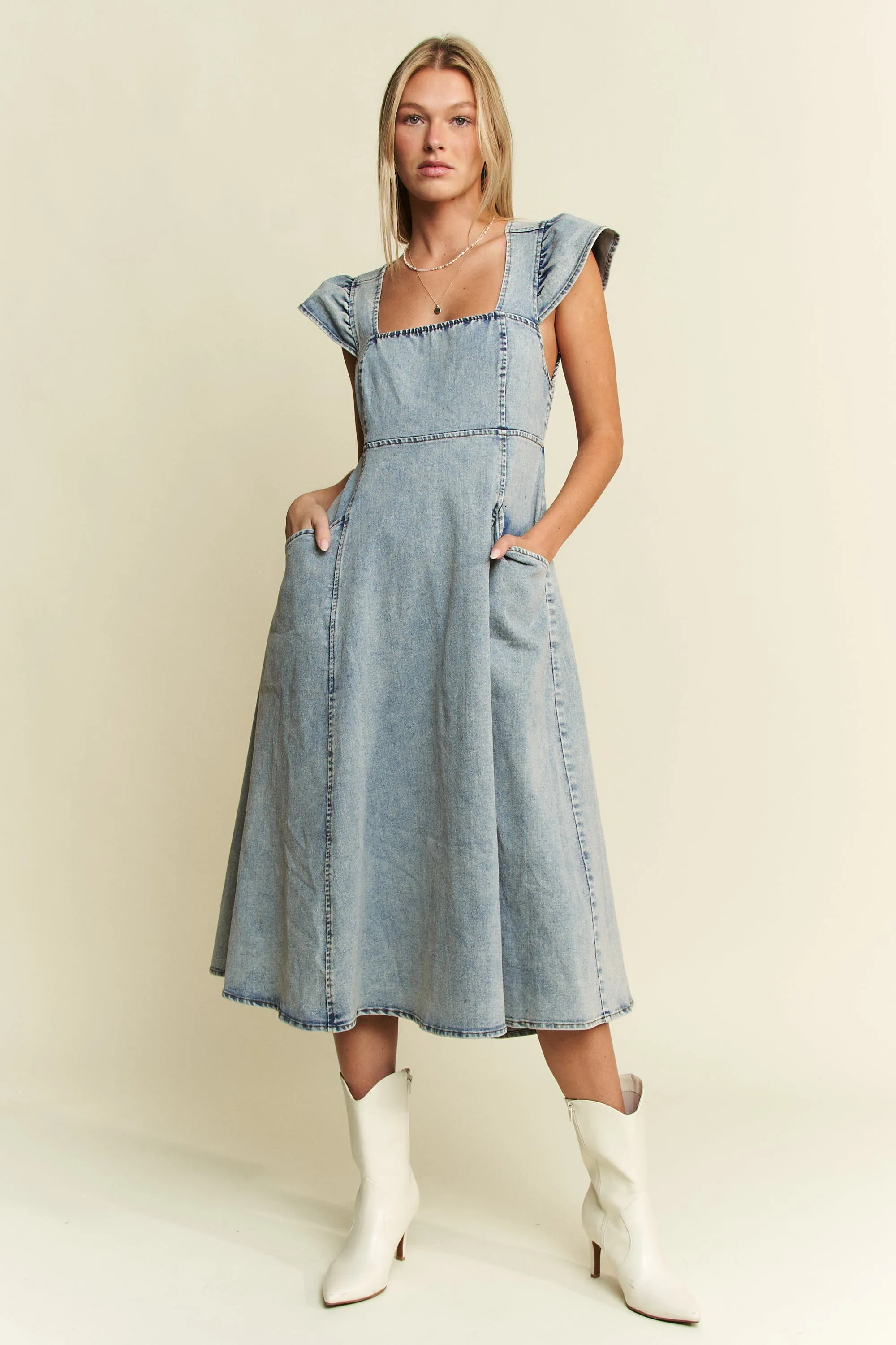 Jade By Jane Full Size Ruffled Denim Midi Dress Plus Size - Image 5