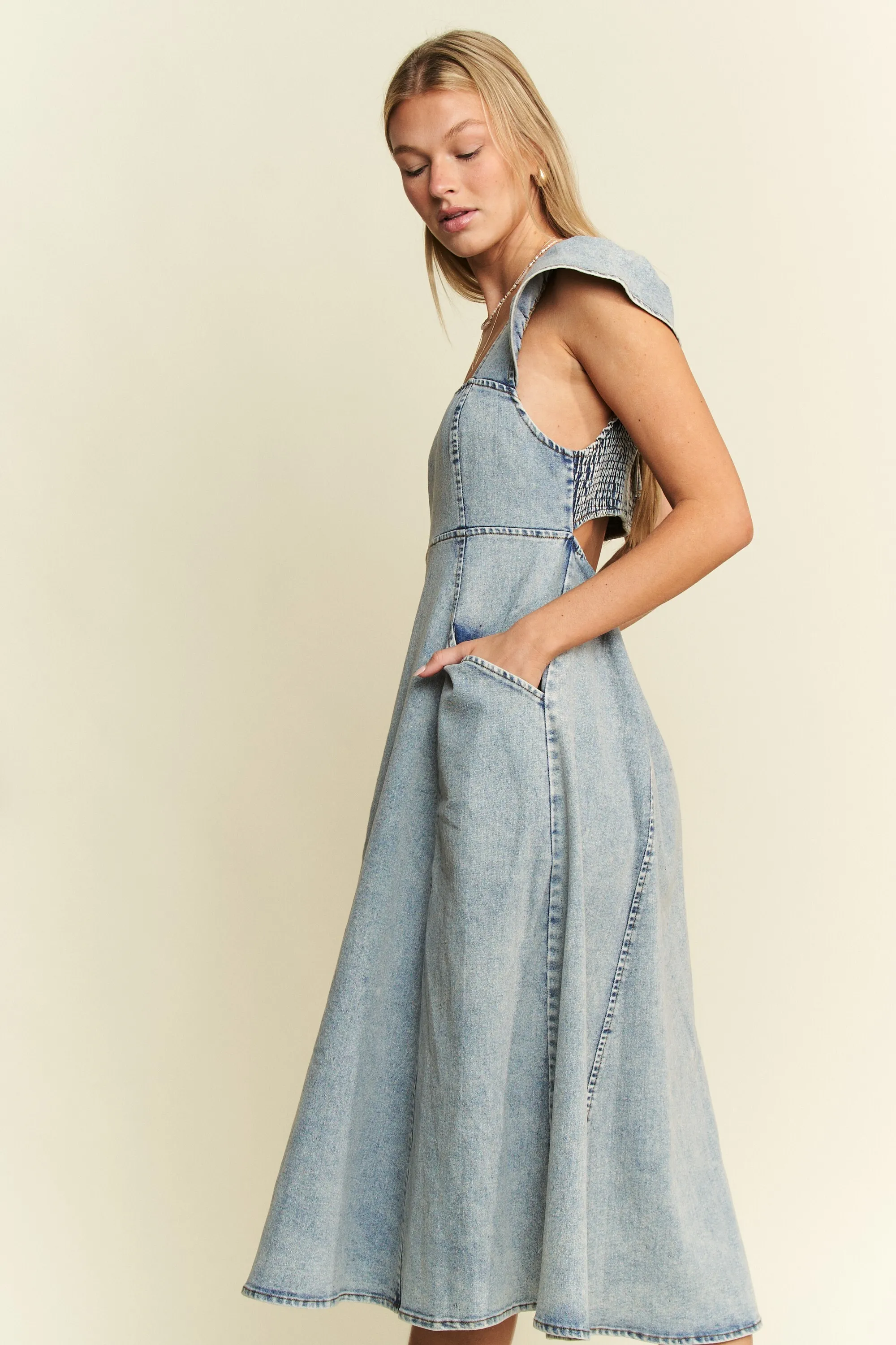 Jade By Jane Full Size Ruffled Denim Midi Dress Plus Size - Image 6