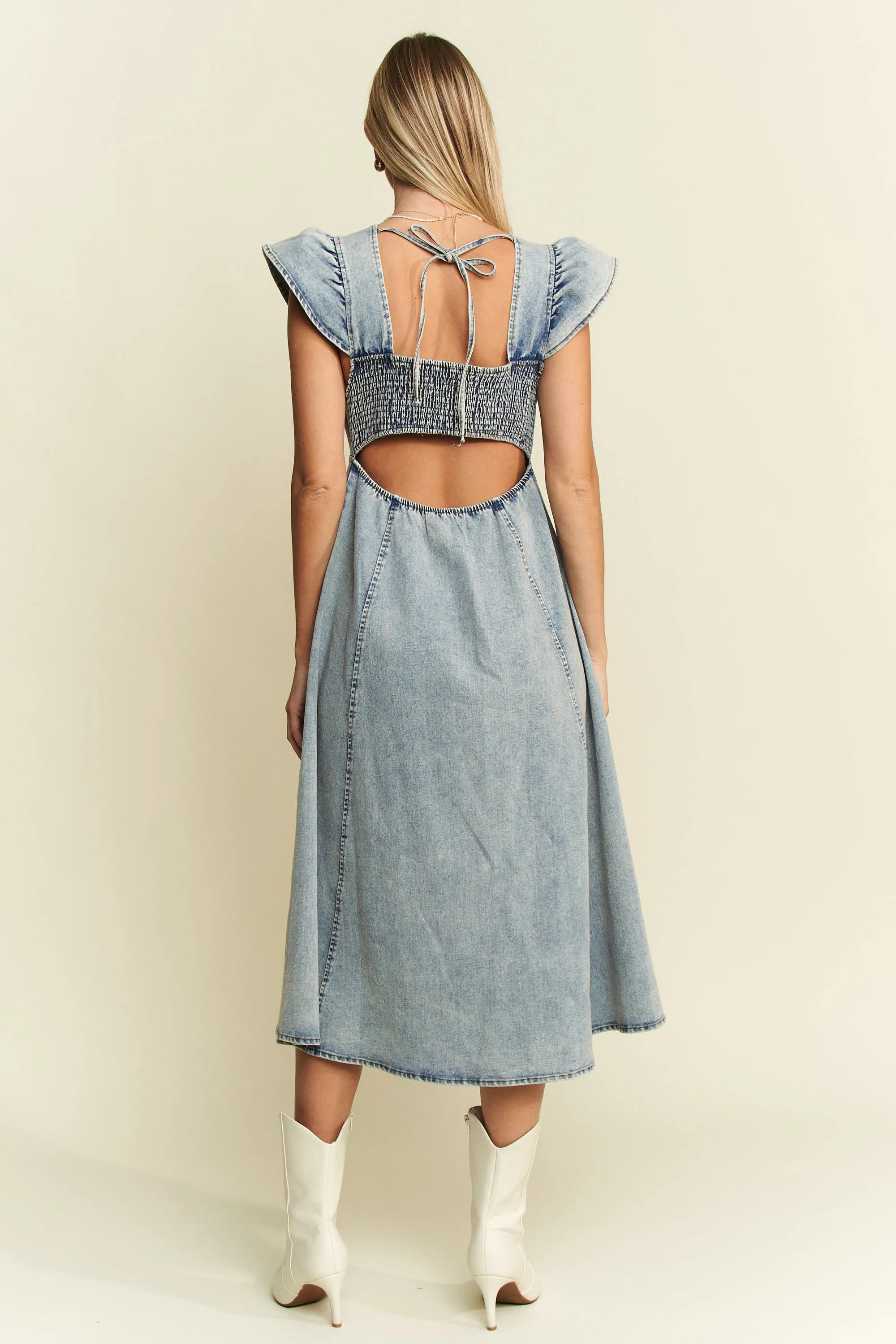 Jade By Jane Full Size Ruffled Denim Midi Dress Plus Size - Image 7