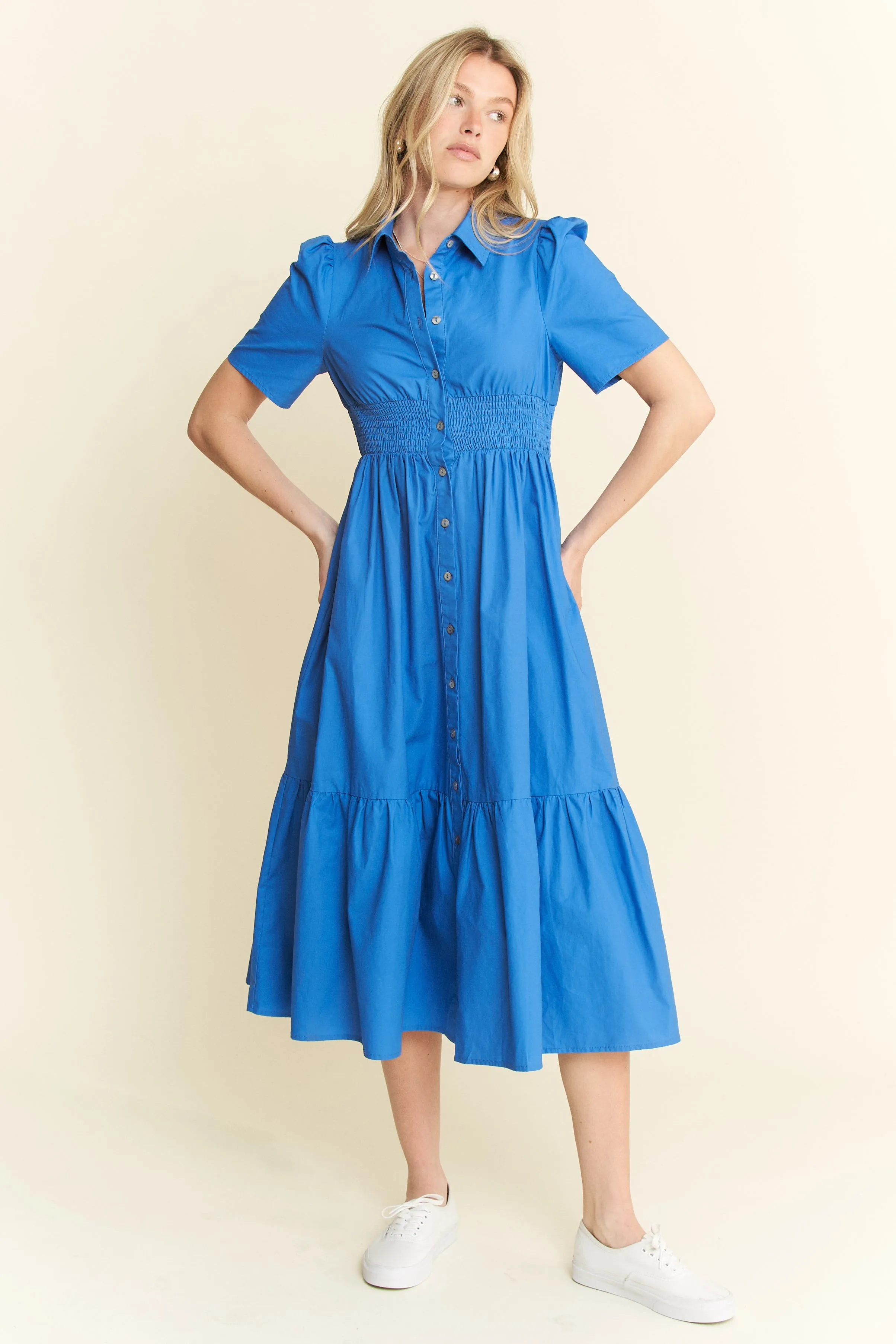 Jade By Jane Short Sleeve Button Down Midi Dress - Image 5