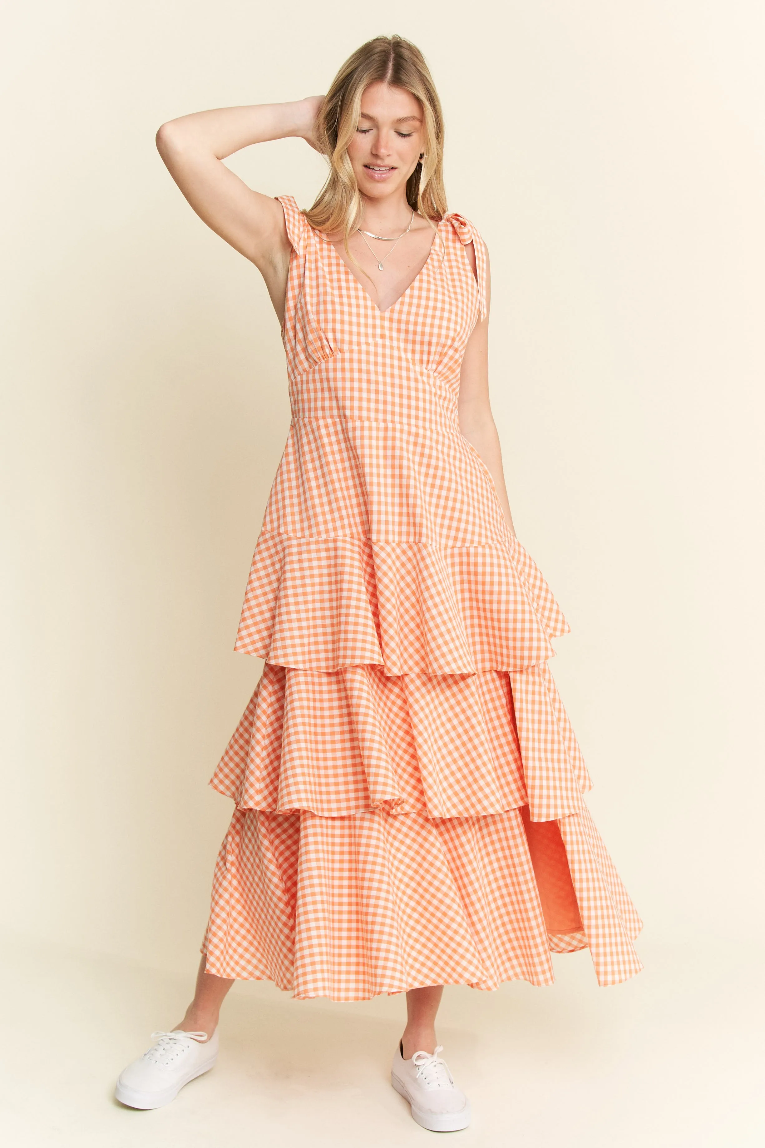 Jade By Jane Sleeveless Gingham Print Tiered Midi Dress - Image 14