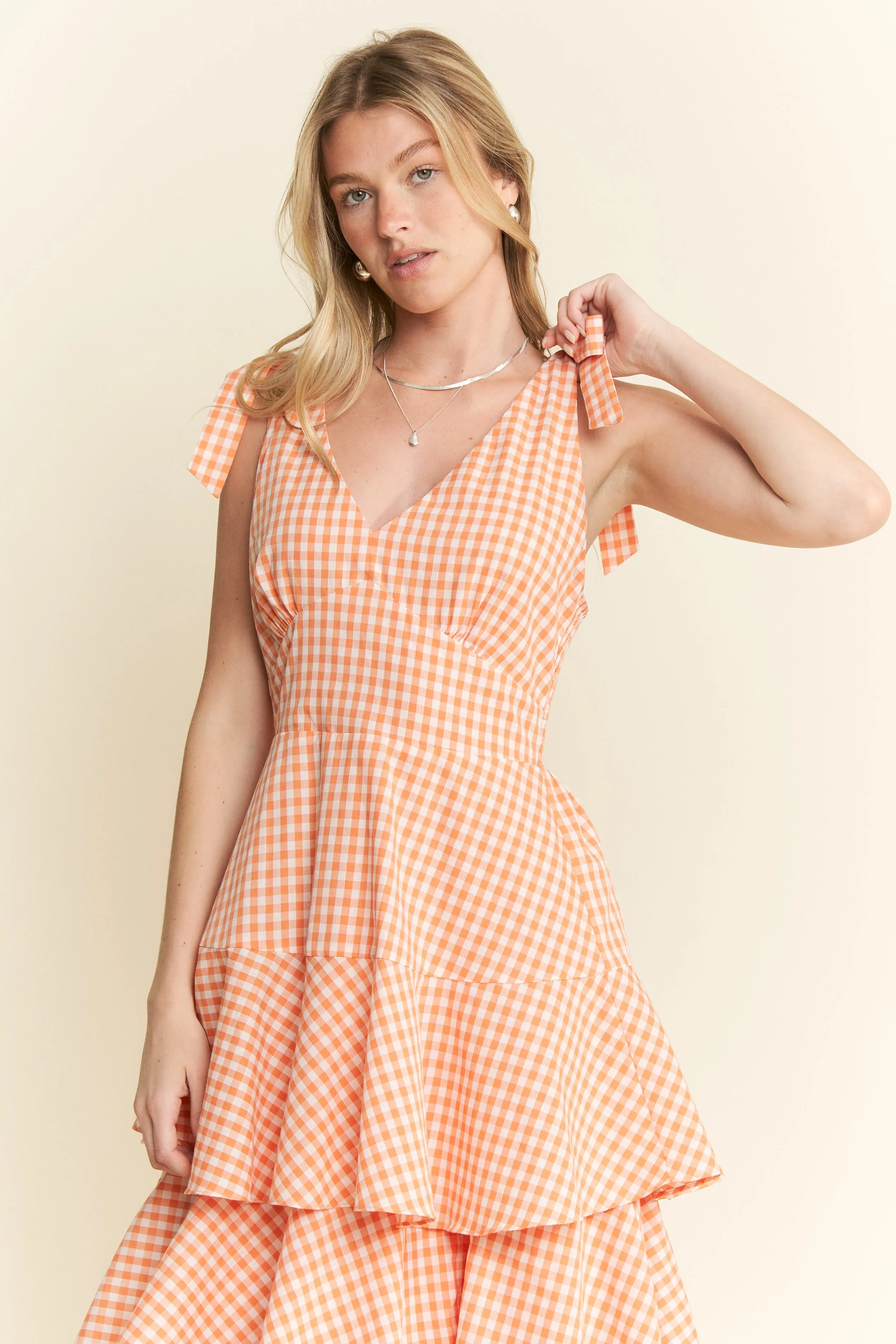 Jade By Jane Sleeveless Gingham Print Tiered Midi Dress - Image 9