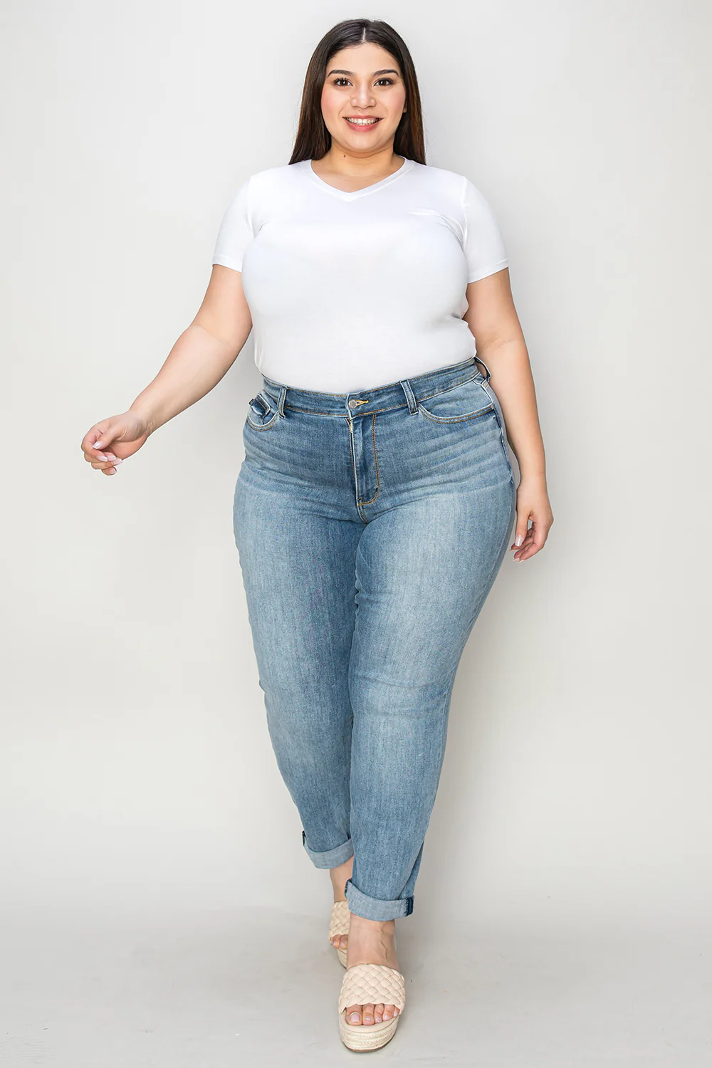 Judy Blue Full Size Cuffed Hem Slim Jeans - Image 19