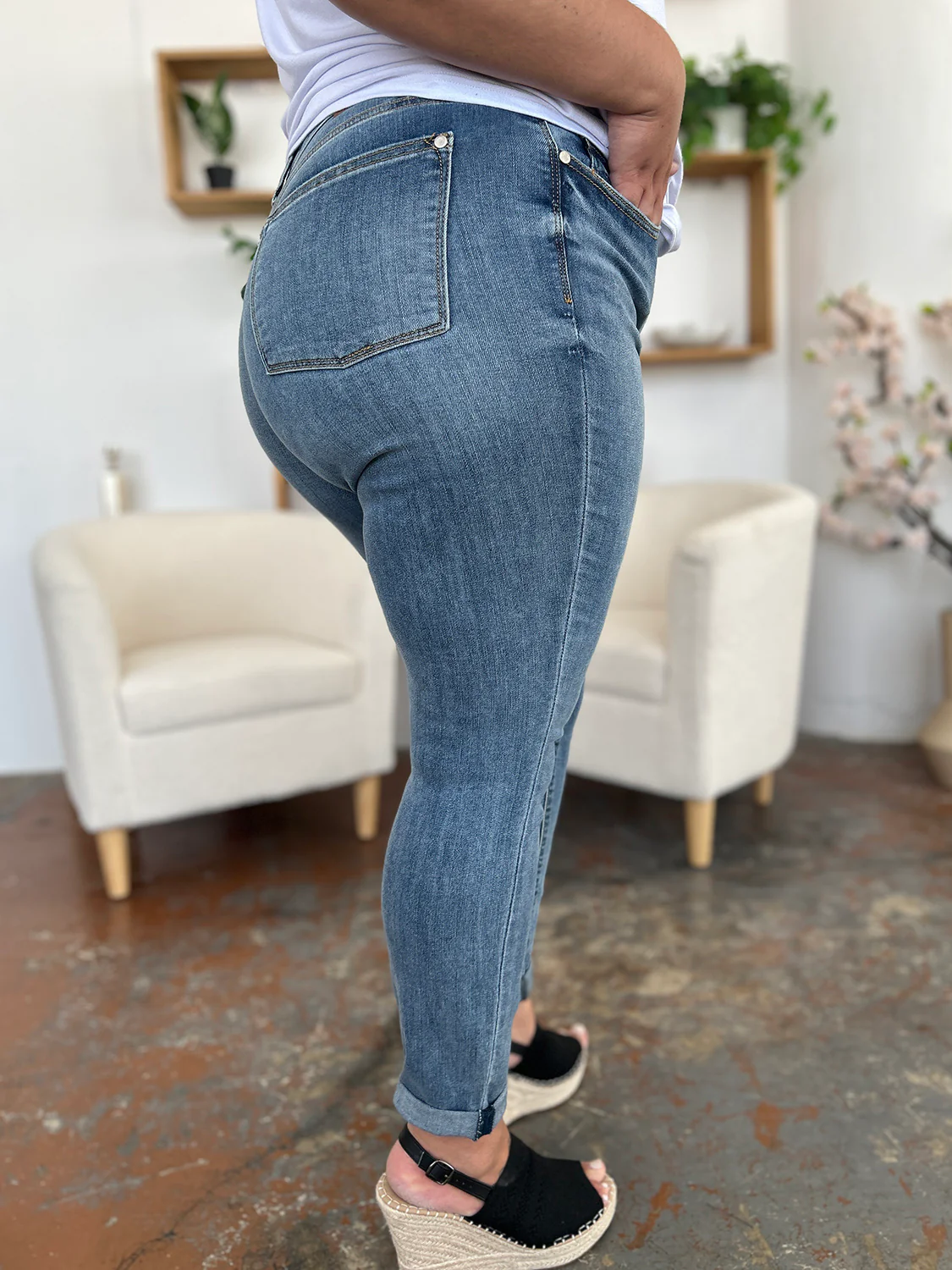 Judy Blue Full Size Cuffed Hem Slim Jeans - Image 4