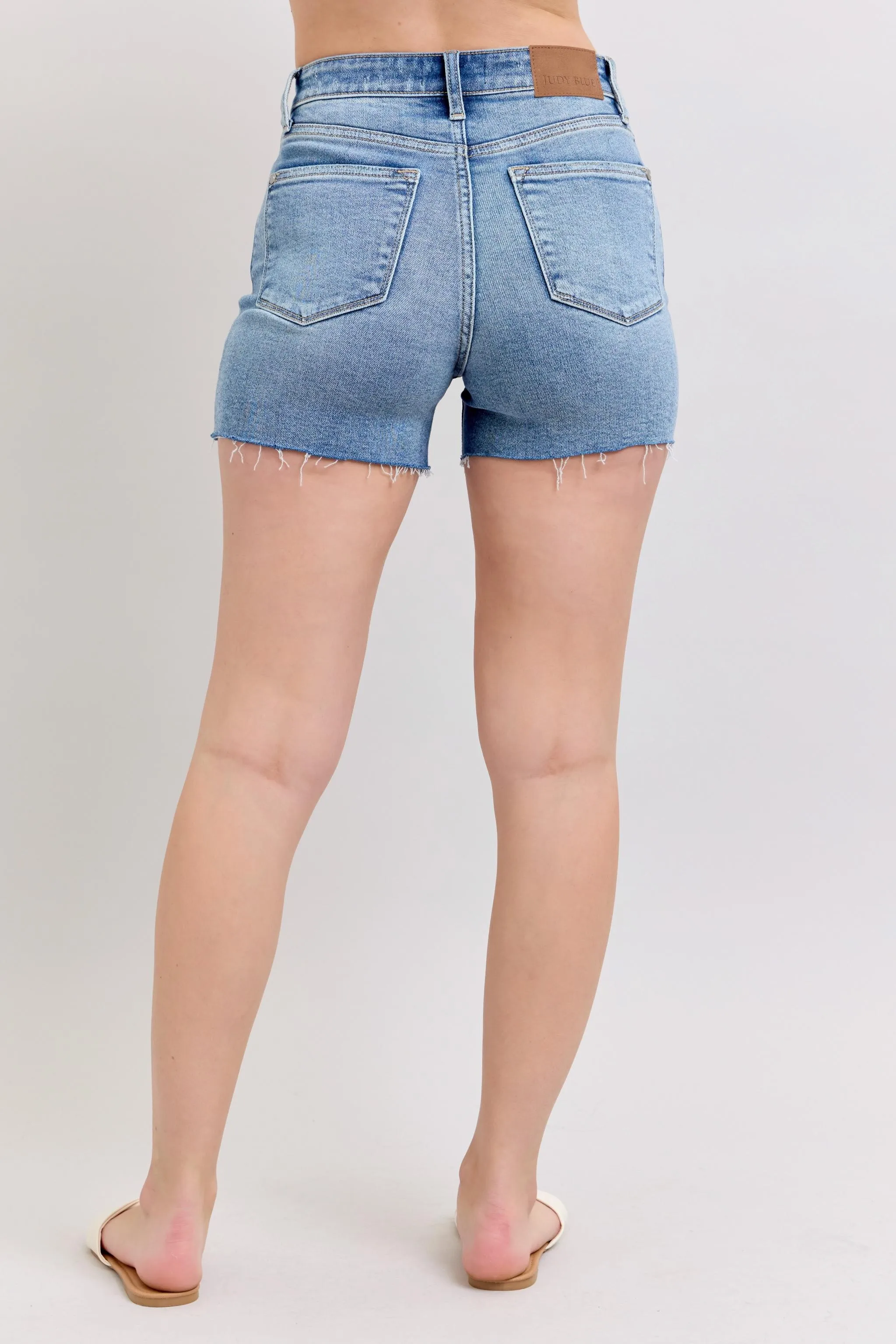 Judy Blue Full Size High Waist Denim Shorts W/stitch Over Destroy Detail Plus Size - Image 6