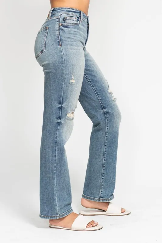 Judy Blue Full Size High Waist Distressed Dad Jean Plus Size - Image 2
