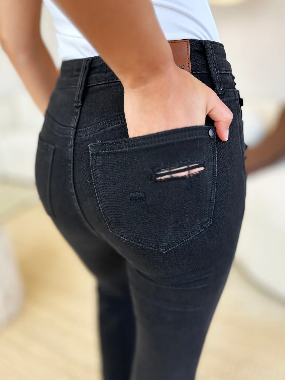 Judy Blue Full Size High Waist Distressed Flare Jeans - Image 9