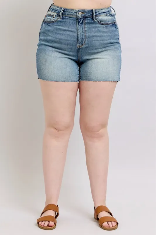 Judy Blue Full Size High Waist Star Seam Detail Denim Shorts Plus Size - Image 12