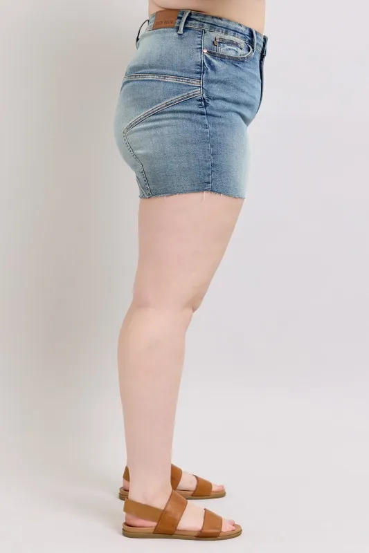 Judy Blue Full Size High Waist Star Seam Detail Denim Shorts Plus Size - Image 16