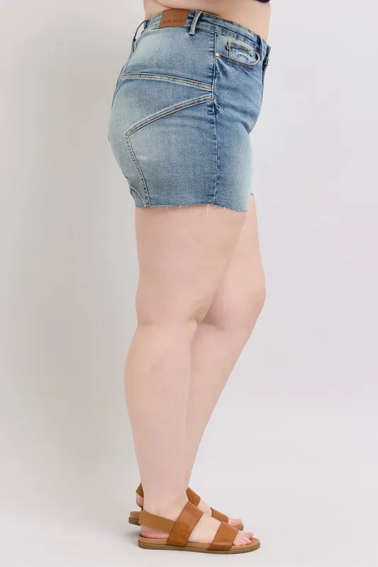 Judy Blue Full Size High Waist Star Seam Detail Denim Shorts Plus Size - Image 17