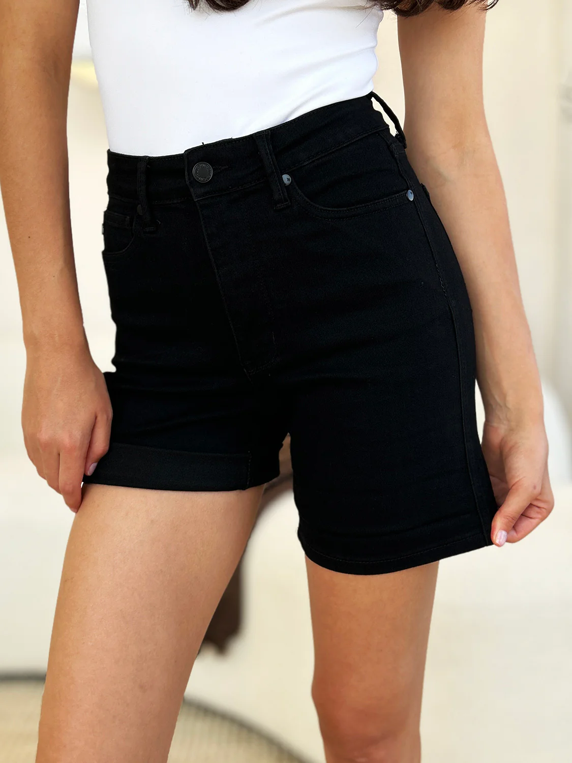 Judy Blue Full Size High Waist Tummy Control Cuffed Denim Shorts - Image 8