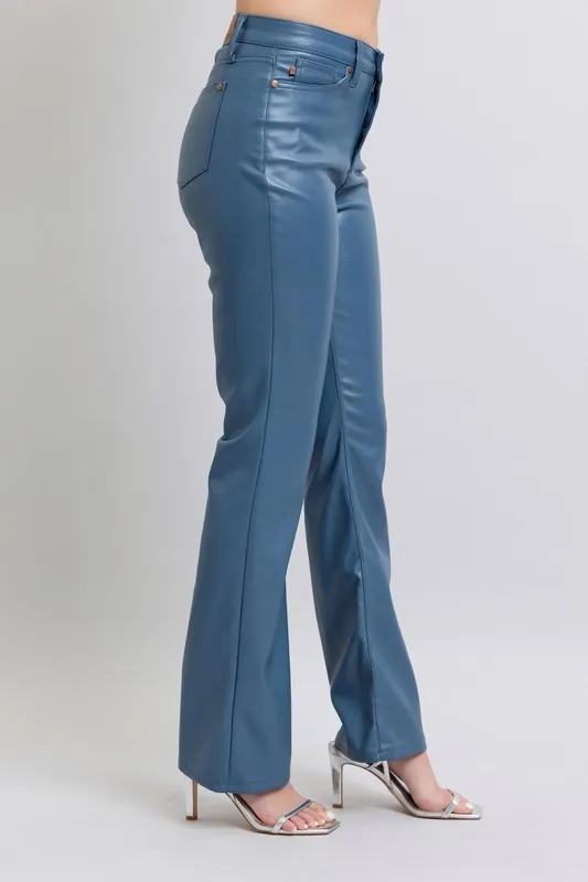 Judy Blue Full Size High Waist Tummy Control Faux Leather Bootcut Pants Plus Size - Image 2