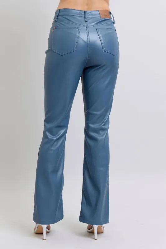 Judy Blue Full Size High Waist Tummy Control Faux Leather Bootcut Pants Plus Size - Image 5
