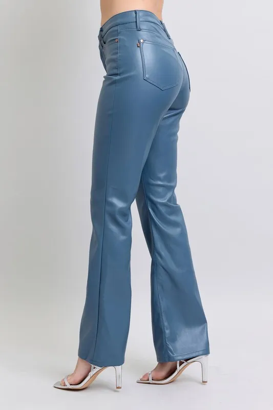 Judy Blue Full Size High Waist Tummy Control Faux Leather Bootcut Pants Plus Size - Image 6