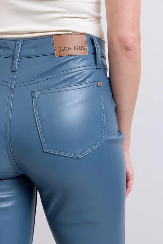 Judy Blue Full Size High Waist Tummy Control Faux Leather Bootcut Pants Plus Size - Image 8