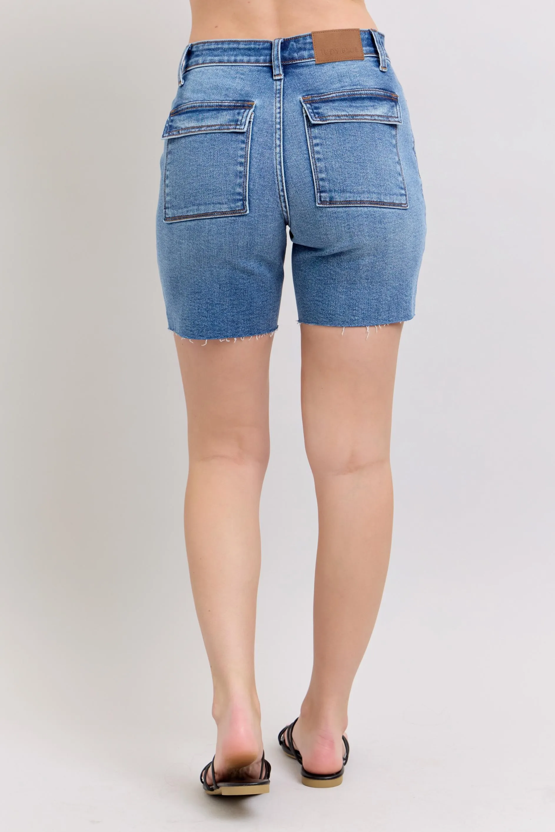 Judy Blue Full Size Mid Rise Bermudas Denim Shorts W/ Back Flap Pockets Plus Size - Image 5