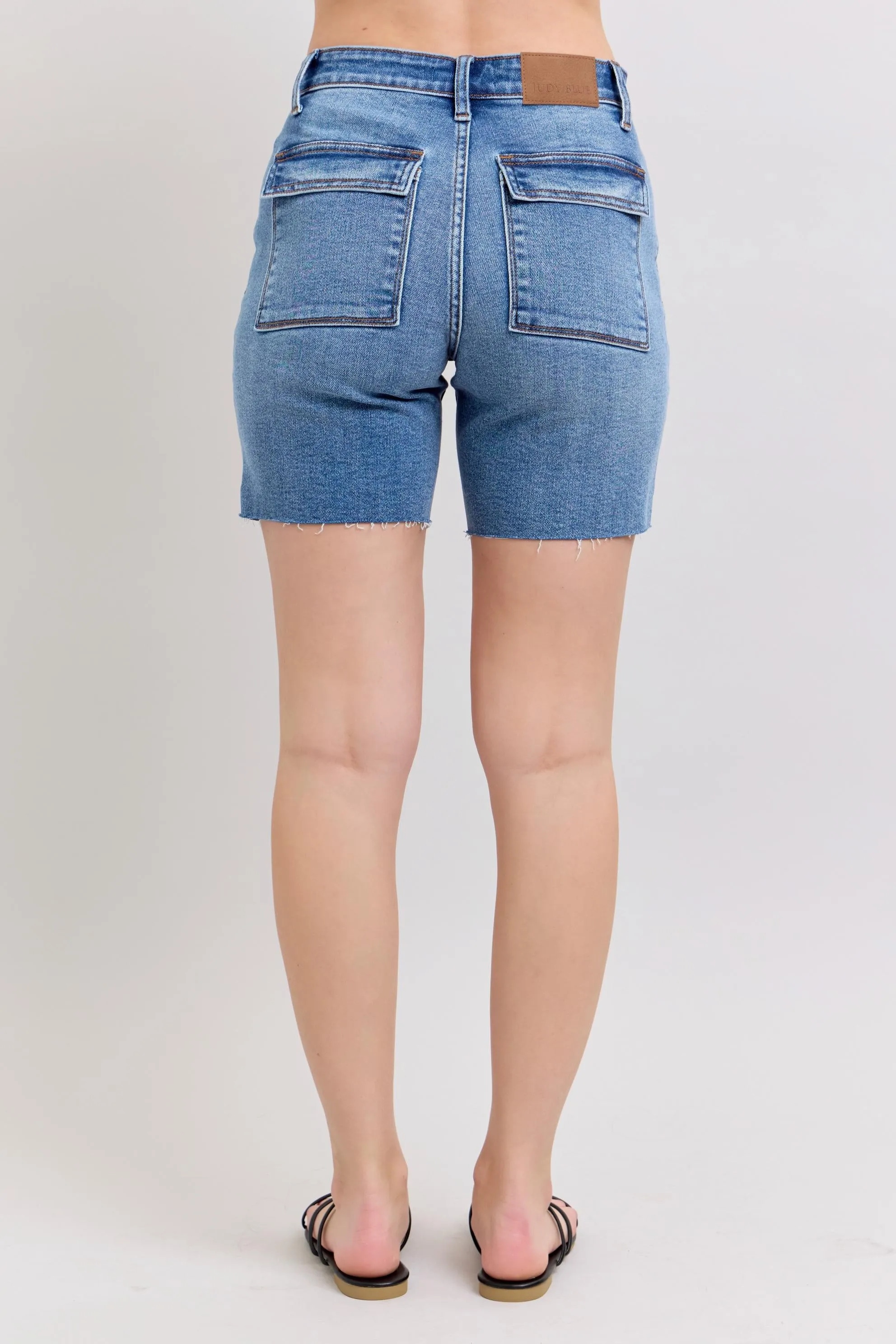 Judy Blue Full Size Mid Rise Bermudas Denim Shorts W/ Back Flap Pockets Plus Size - Image 6