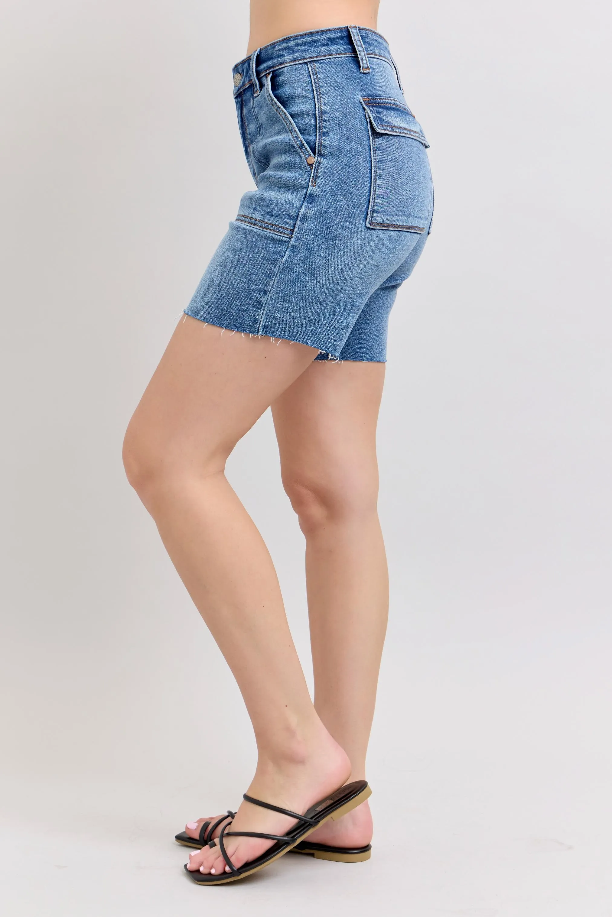 Judy Blue Full Size Mid Rise Bermudas Denim Shorts W/ Back Flap Pockets Plus Size - Image 8