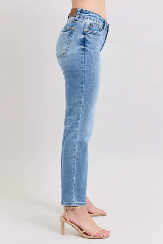 Judy Blue Full Size Mid Rise Vintage Wash Slim Jeans with Cell Phone Pocket Plus Size - Image 3