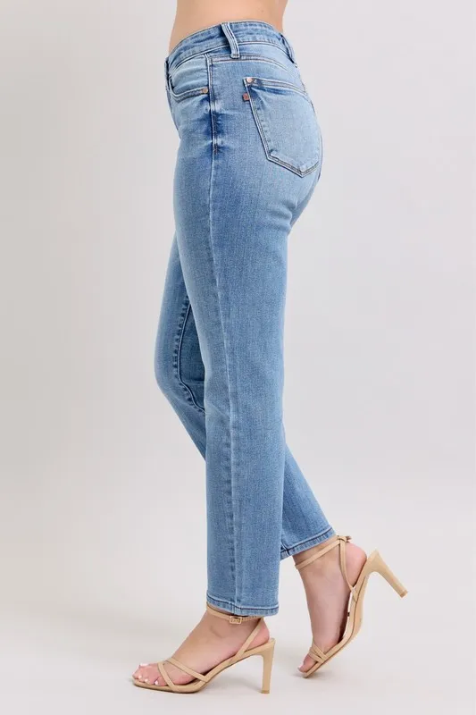 Judy Blue Full Size Mid Rise Vintage Wash Slim Jeans with Cell Phone Pocket Plus Size - Image 7